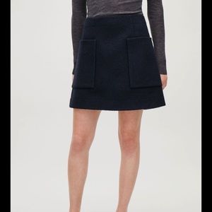 Cos boiled wool navy a-line mini skirt